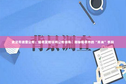 武汉市调查公司：催收发短信问公司领导：揭秘催收界的“另类”手段