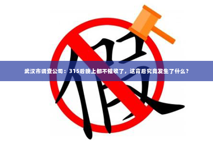 武汉市调查公司：315后晚上都不催收了，这背后究竟发生了什么？