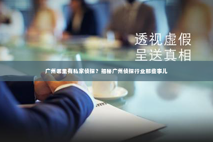 广州哪里有私家侦探？揭秘广州侦探行业那些事儿