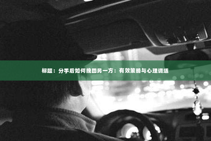 标题：分手后如何挽回另一方：有效策略与心理调适