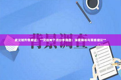 武汉婚外情取证：**交往两个月分手挽回：深度解析与策略建议**
