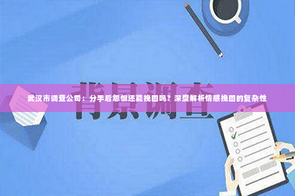 武汉市调查公司：分手后怨恨还能挽回吗？深度解析情感挽回的复杂性