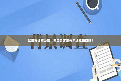 武汉市调查公司：网恋男方提分手还能挽回吗？